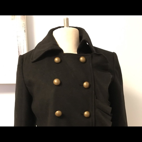 New DKNY Back ruffled pea coat jacket small - Picture 2 of 4